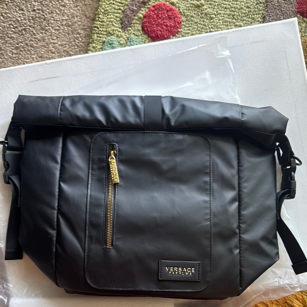 Versace Parfums Black Backpack Modern Urban Design